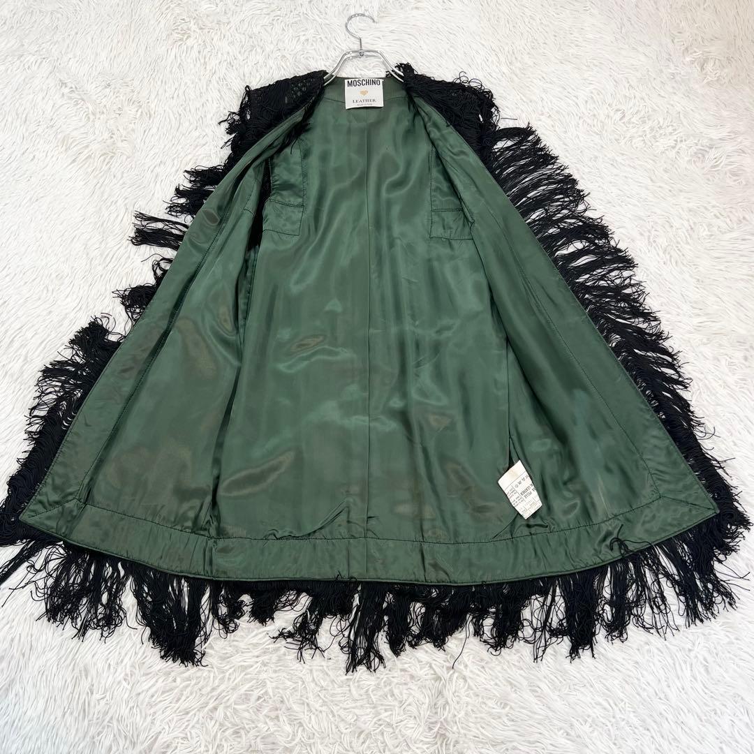 MOSCHINO モスキーノ　ヴィンテージ　オールド　レザージレ　フリンジ　花柄