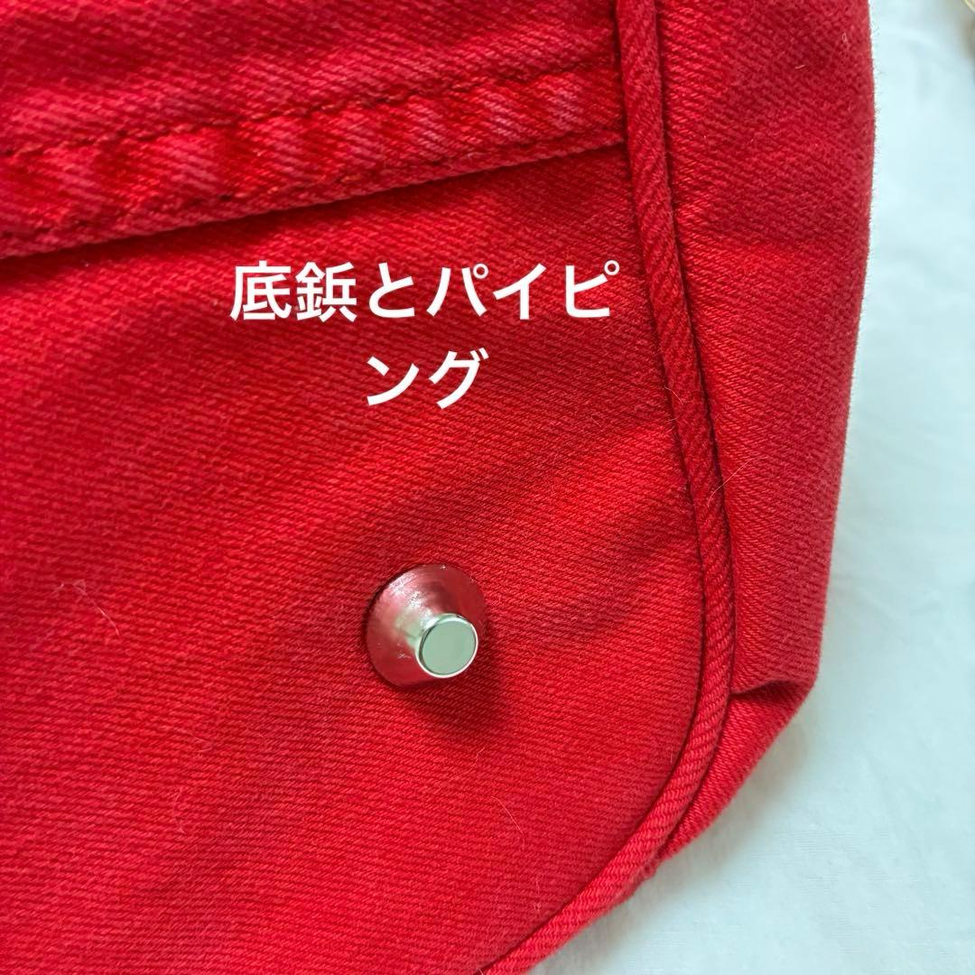 デニムリメイク　ハートのキーロック付きキューブバック　朱赤　カラーデニム