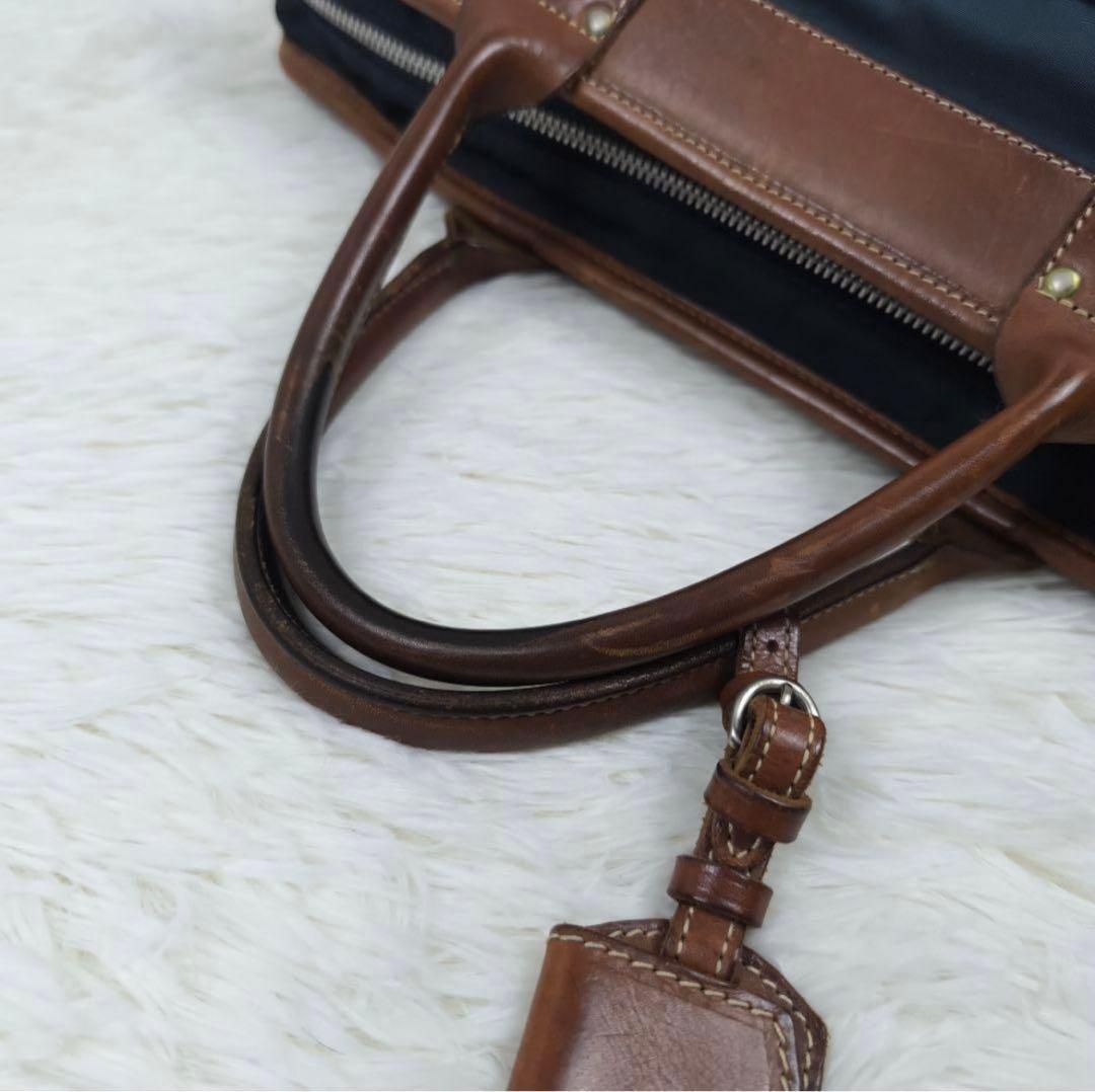 Felisi ブリーフケース 8637/2 1層 A4可 レザー×ナイロン 紺茶