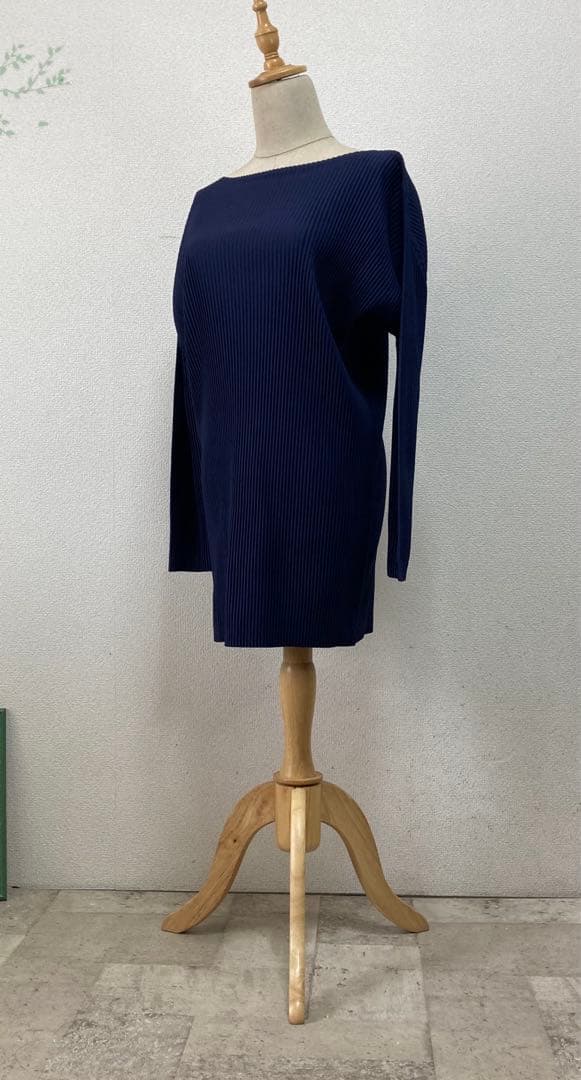 美品　プリーツプリーズ　プリーツチュニックワンピ 3 ネイビー　ウォッシャブル