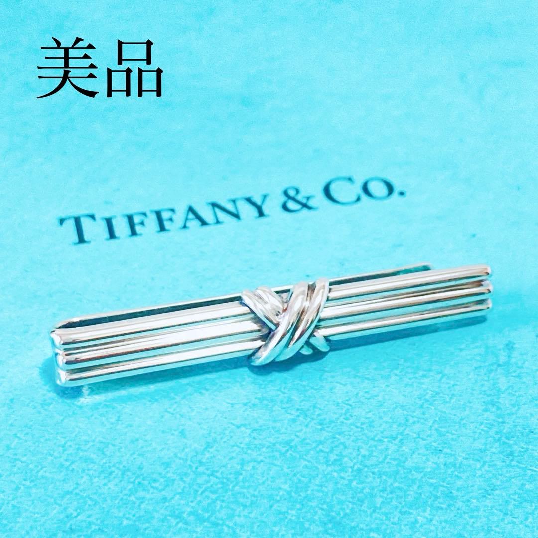 美品 TIFFANYシグネチャー クロス シルバー ネクタイピン A258007