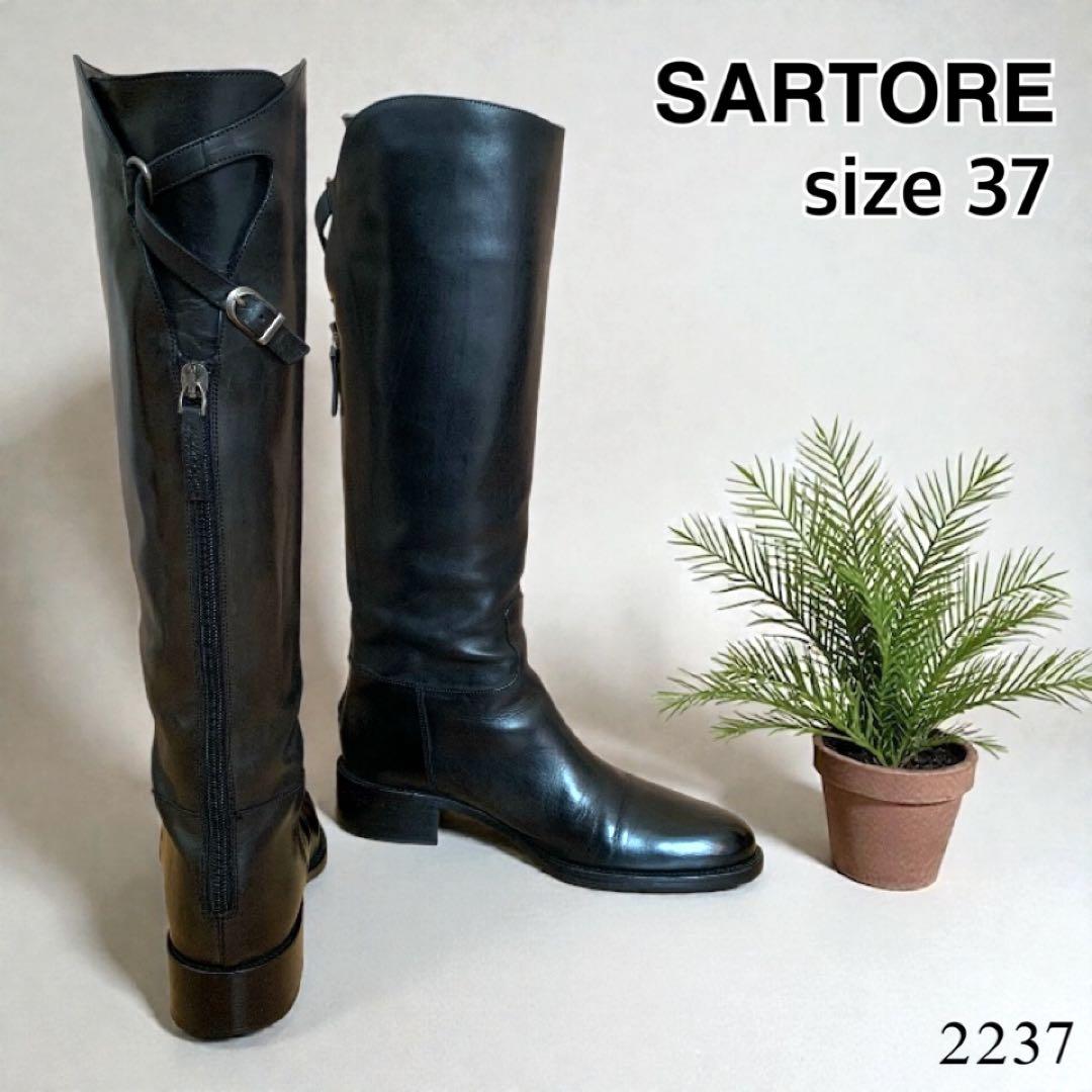 SARTORE サルトル　シングルバッグベルト　ジョッキーブーツ　ブラック