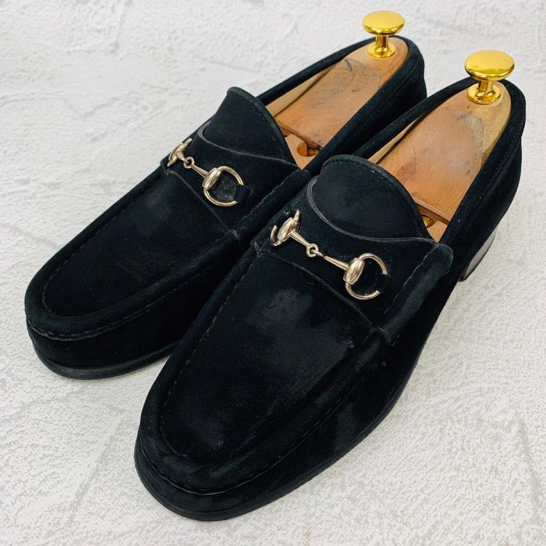 ち*ぱ様 【良品】GUCCI ホースビットローファー スエード シルバー金具 黒