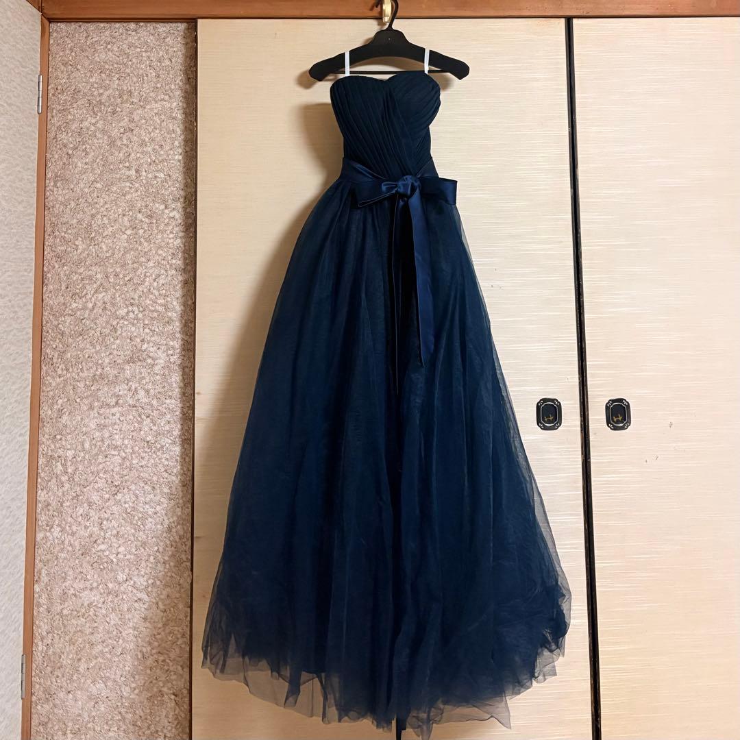 演奏会 発表会 ネイビー ロングドレス Aライン 5~7号