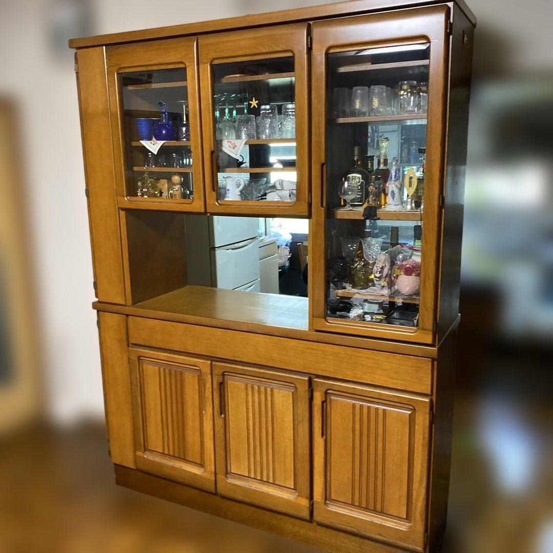 ［ばっぽ］食器棚 ガラス扉付き　昭和レトロ　アンティーク