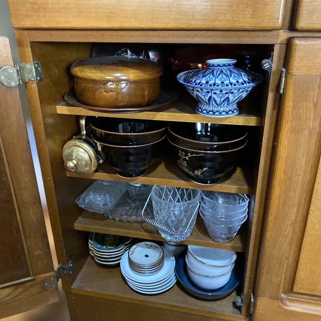 ［ばっぽ］食器棚 ガラス扉付き　昭和レトロ　アンティーク