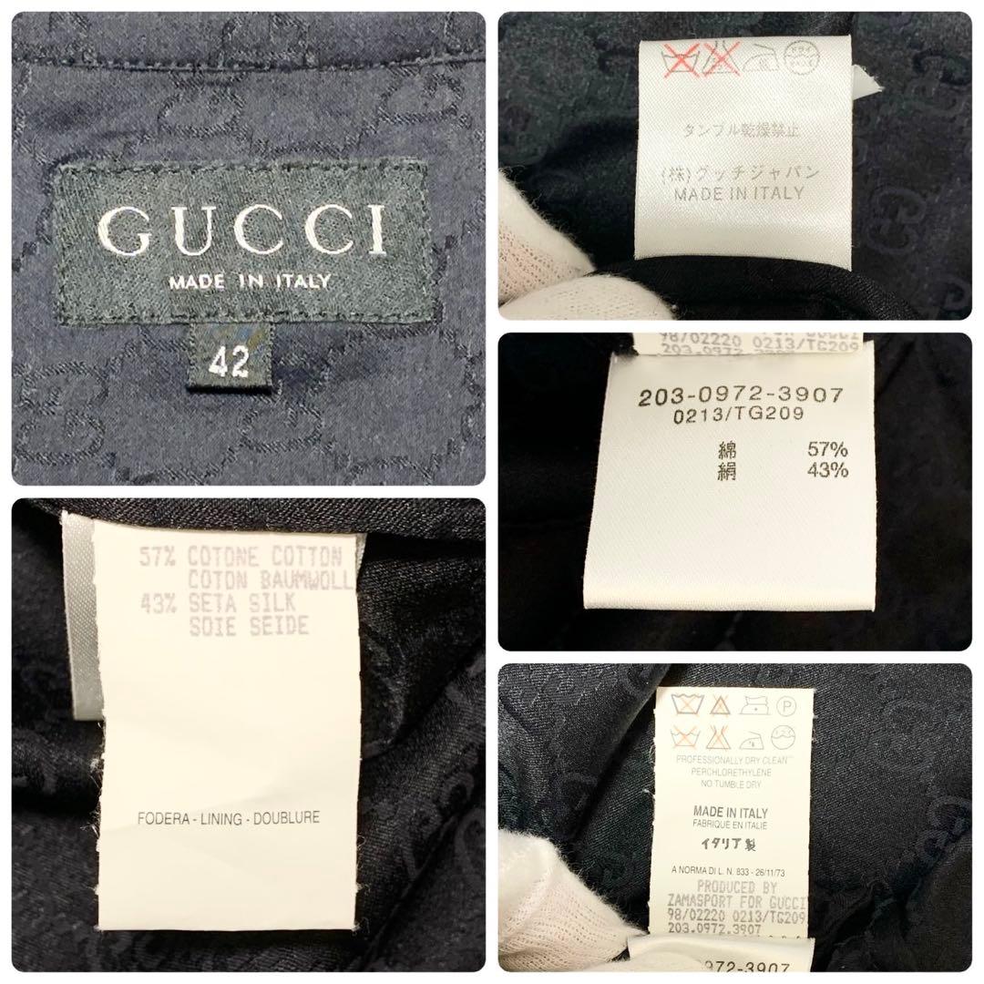 美品 GUCCI グッチ GG柄 長袖シャツ シルク混 トムフォード期 ブラック