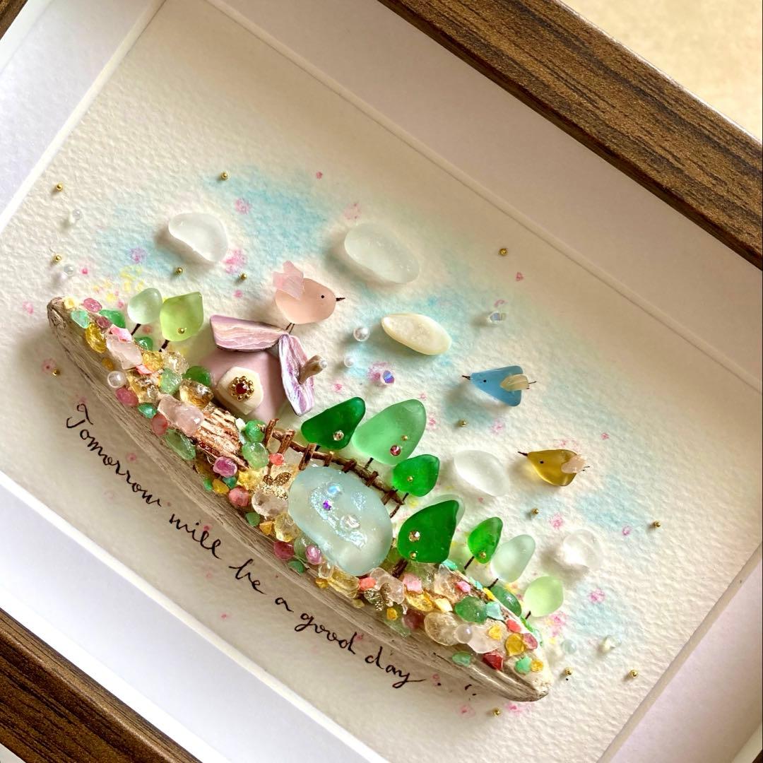 べーちゃん　オーダー受付　シーグラス／天然石／フレームアート