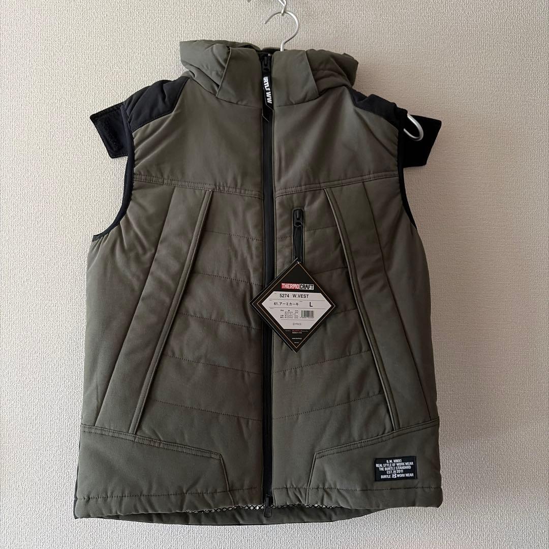 新品　バートル　5274 ベスト　アーミカーキ L電熱パッド装着対応ベスト