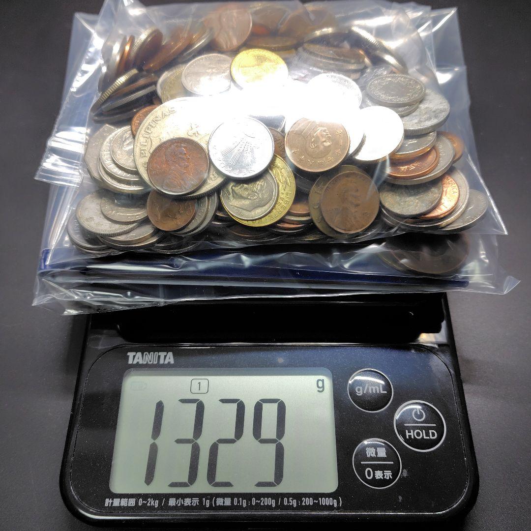 外国銭1.3kg　古銭　硬貨　アメリカ　イギリス　ロシア　マレーシア