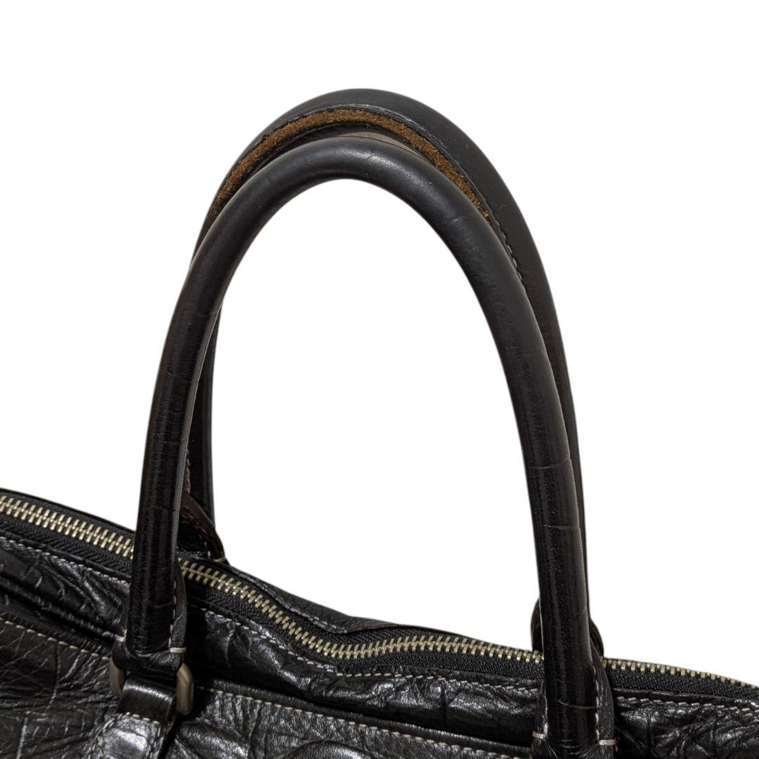 aniary ビジネスバッグ ブリーフケース クロコ型押し トート 本革 黒