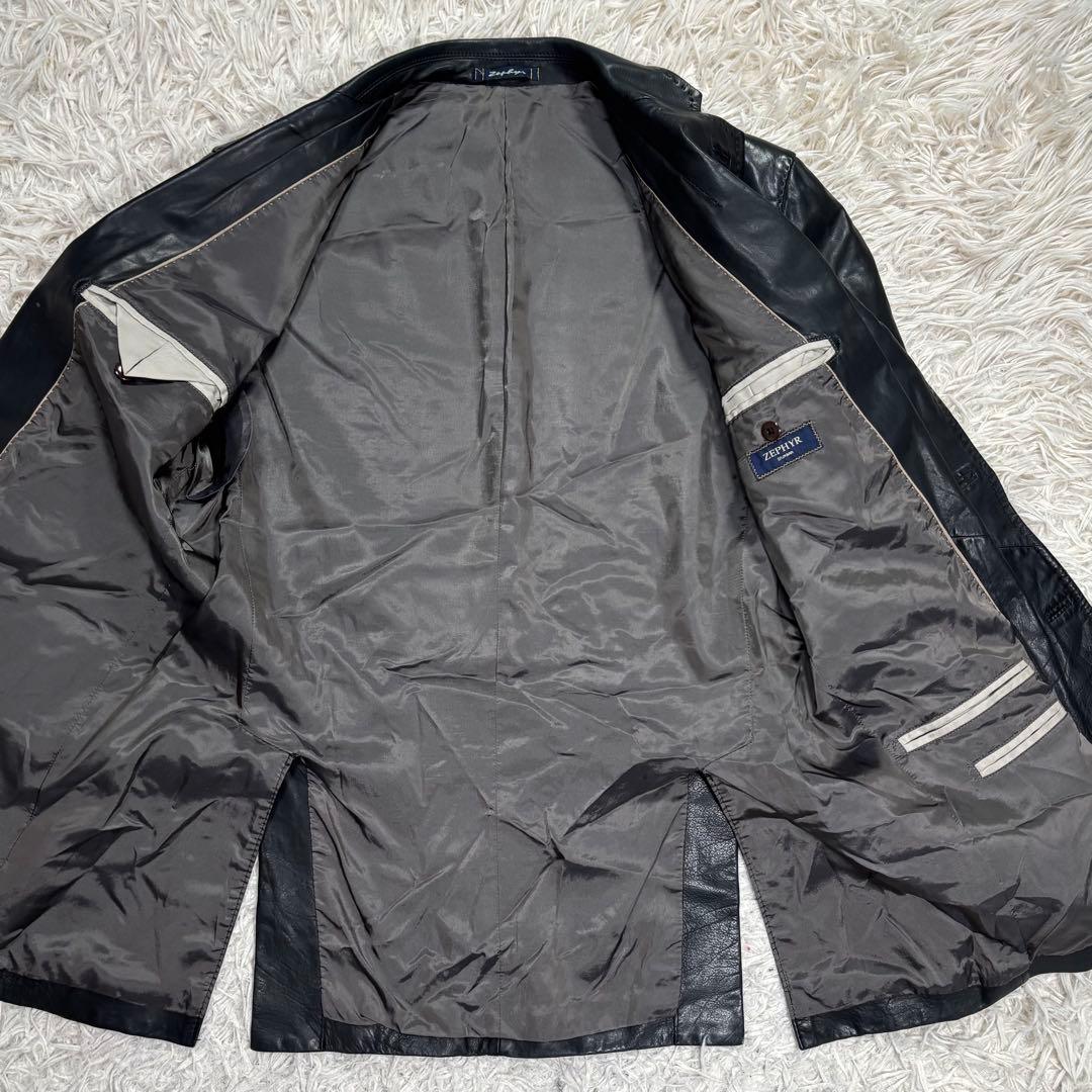 DURBAN ダーバン　カウレザー　テーラードジャケット　ブラック　M