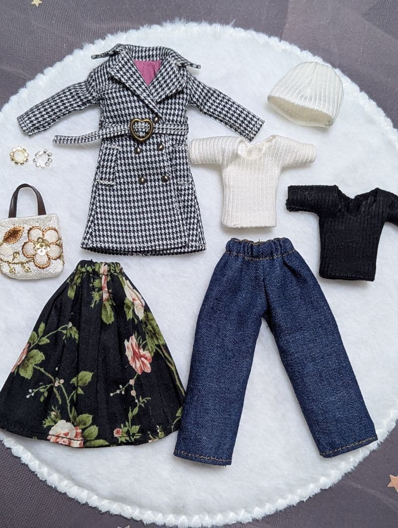 トレンチコートセット【８点】プレミアム着回し　美プラ　布服　1/12　千鳥格子②