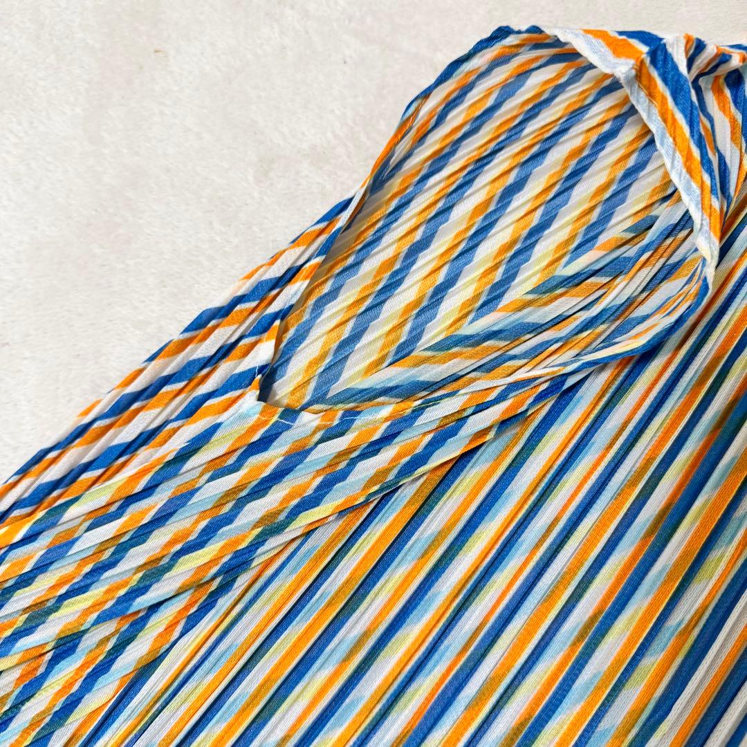 新品✨PLEATS PLEASE 斜めプリーツ　ワンピース　マルチカラー