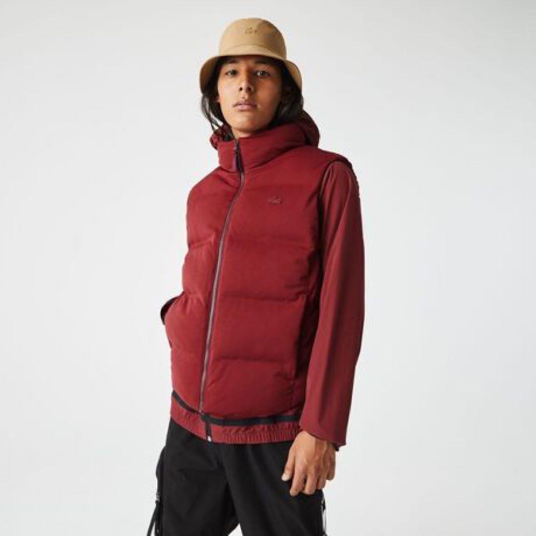 LACOSTEラコステ ダウンベスト 赤　メンズ　M ストレッチピケ