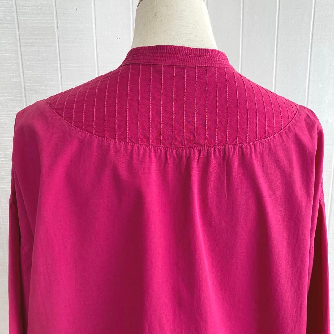 ヤッコマリカルド　バンドカラーロングシャツ　オーバーサイズ　ピンタック　ピンク