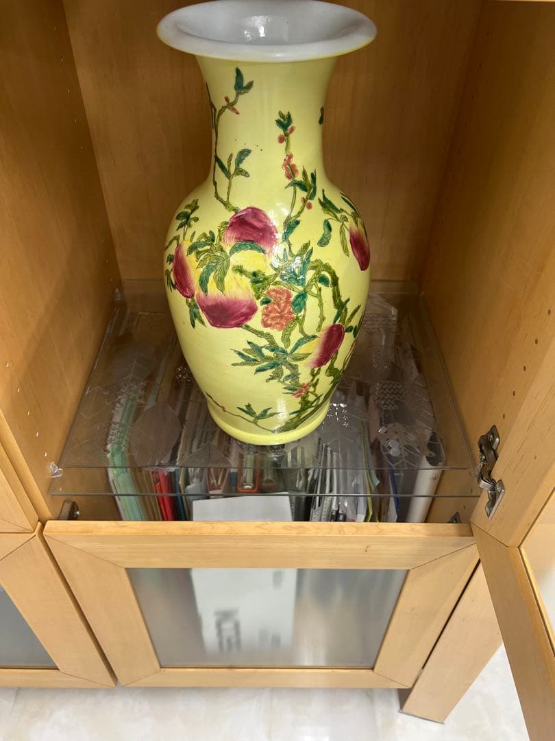 中国清康熙年製銘寿桃紋瓶　官窯骨董唐物古美術アンティーク　青磁　江戸コレクション