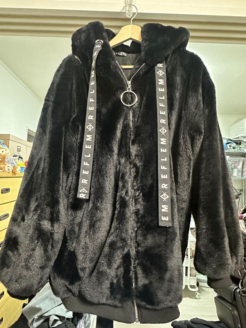 REFLEM レフレム デビル デザイン ファーパーカー ブラック