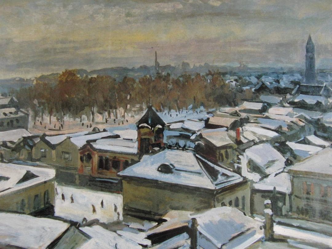 松島正幸、【札幌雪日】、希少な大判額装用画集より、美品、日本人画家、新品額装付