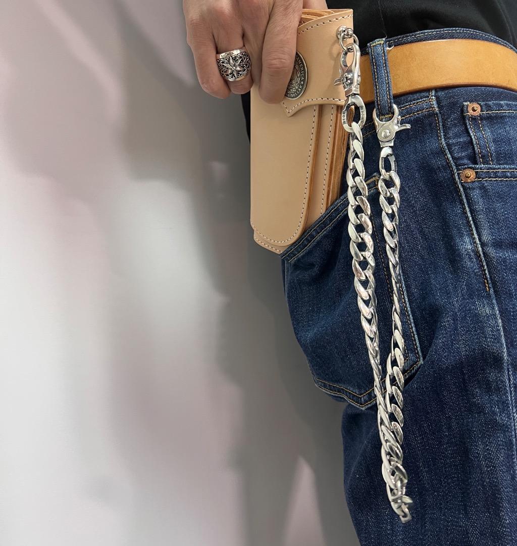 バイカー必須　ウォレット用プレーン　シルバーチェーン　TYPE2　QBKA005