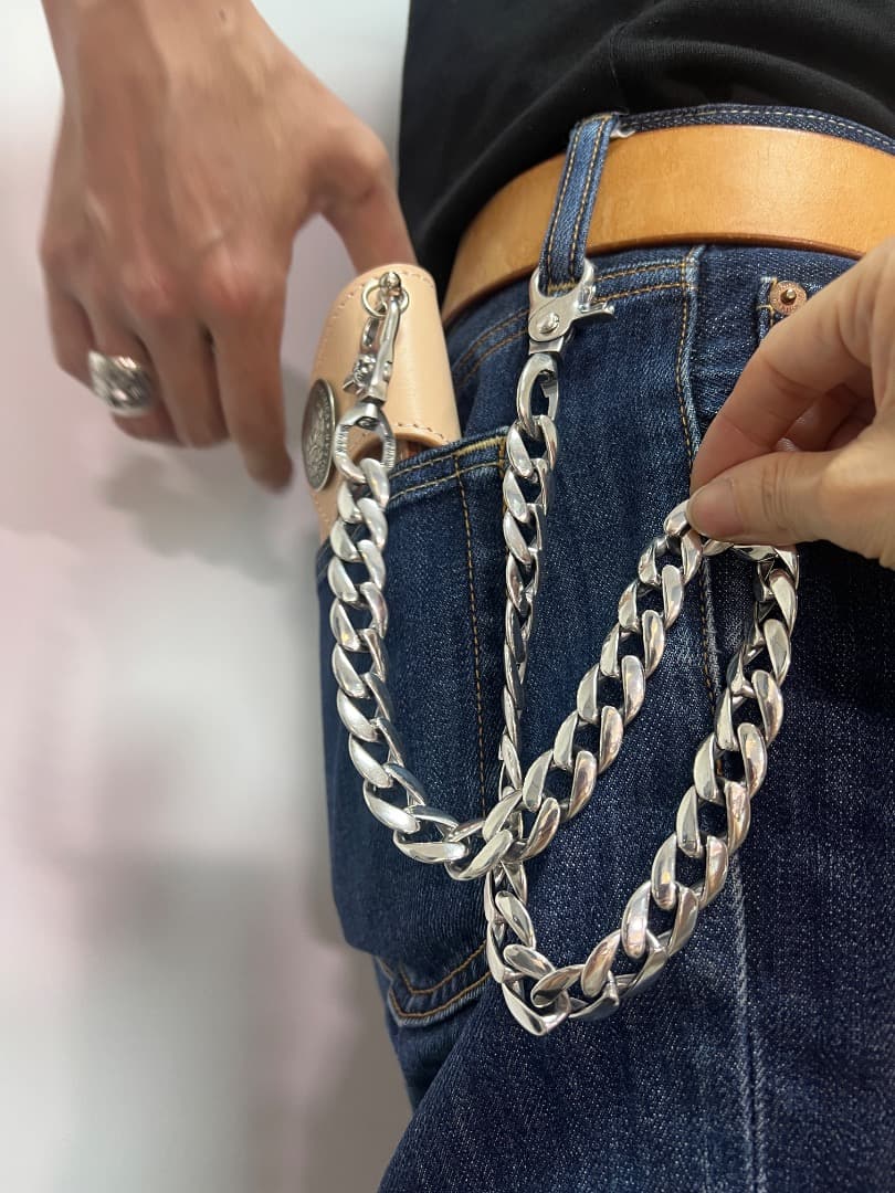 バイカー必須　ウォレット用プレーン　シルバーチェーン　TYPE2　QBKA005