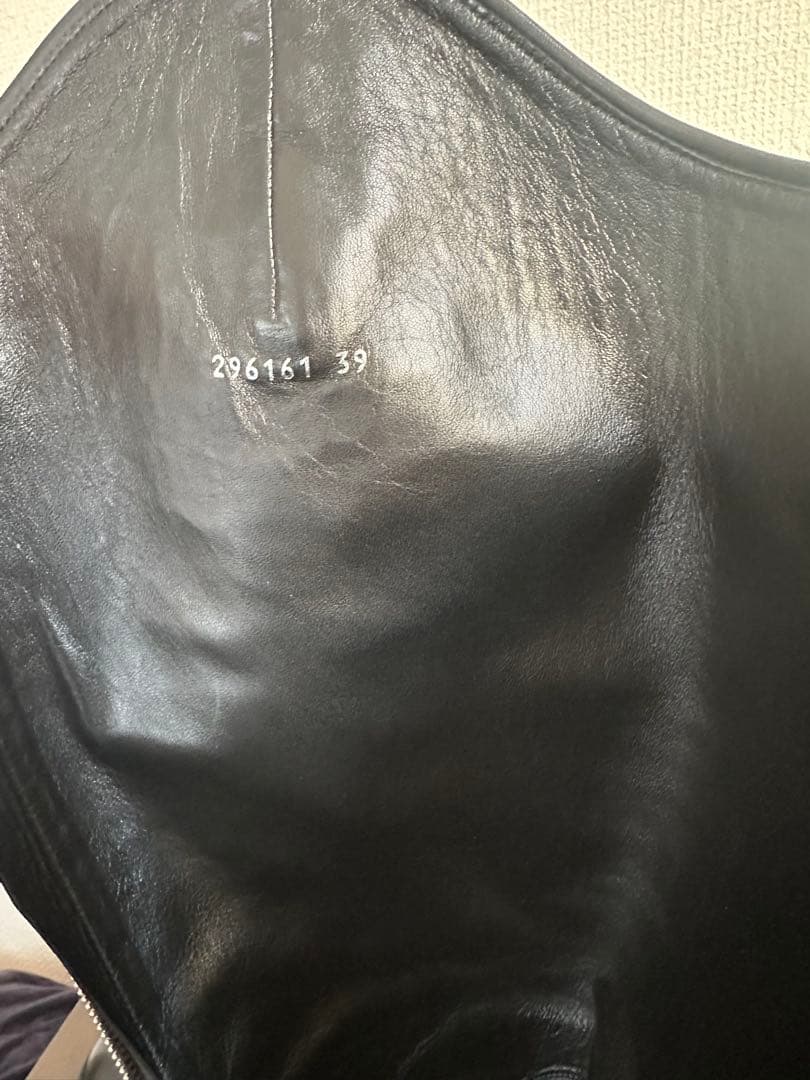 GUCCI ブラックレザー ロングブーツ GGパターン　39サイズ