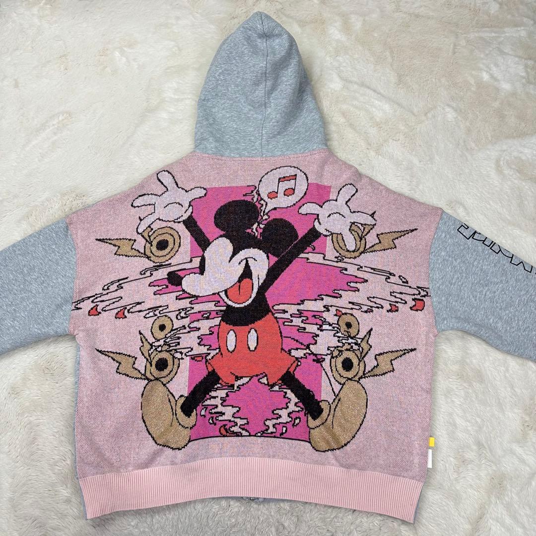 美品✨デシグアル×ミッキー 背面ジャカードニット パーカー オーバーサイズ 希少