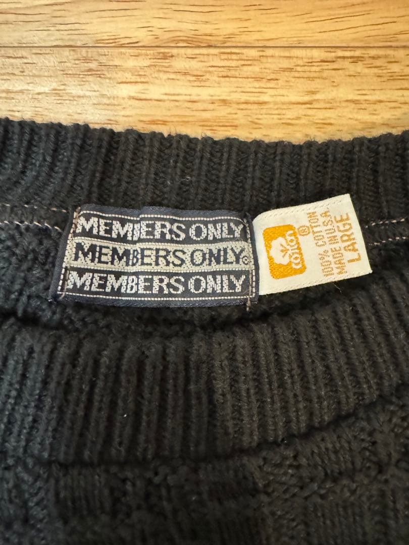 希少 USA製 ブラック コットンニット 80s 90s ビンテージ　Lサイズ