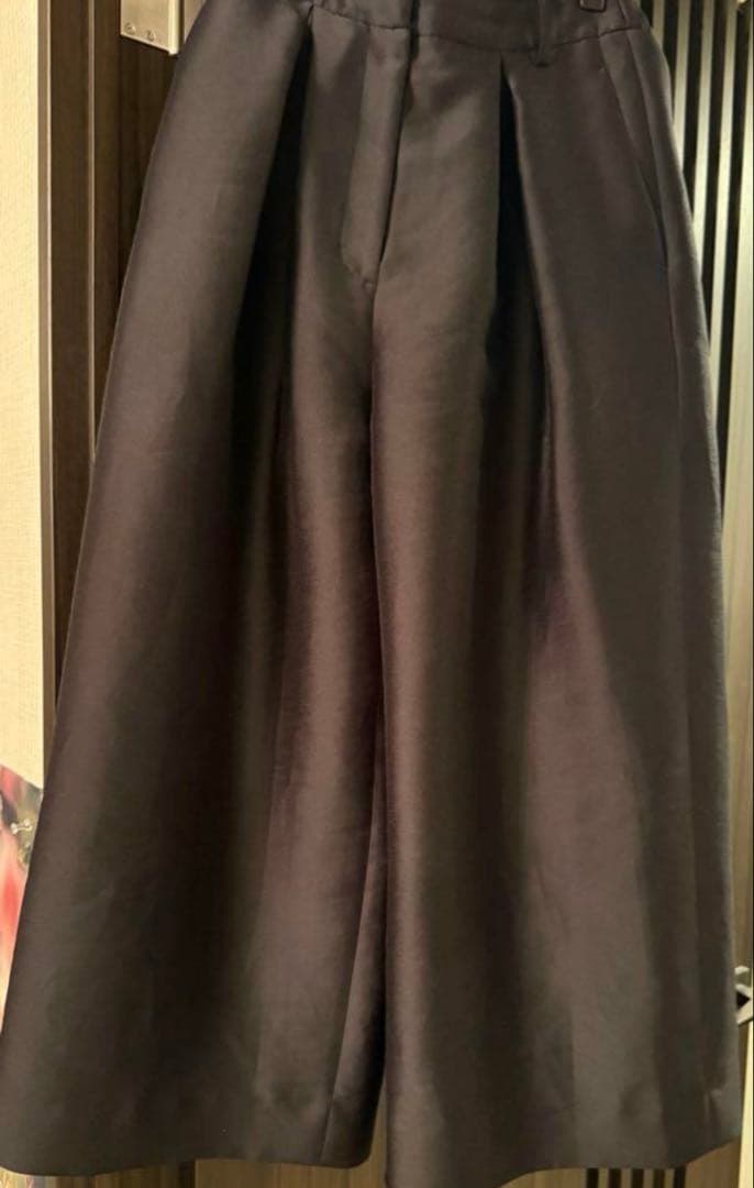 HEVE サテンフレアガウチョPT　ブラック38