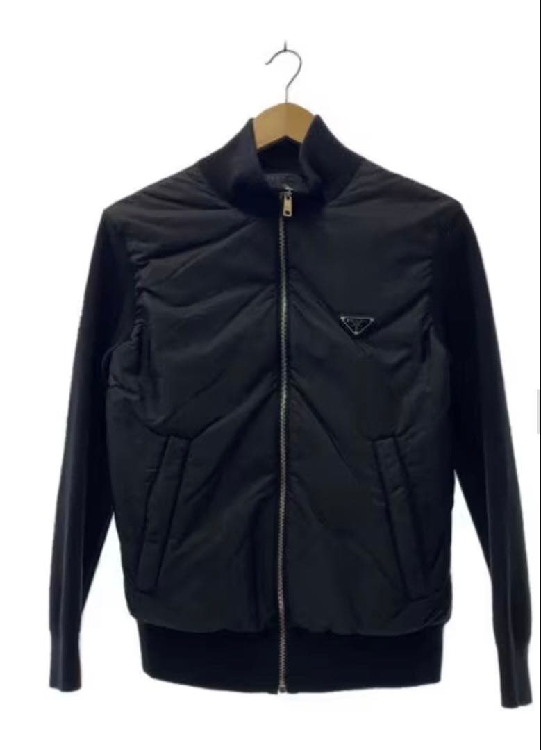 PRADA 46 ナイロン　ニットジャケット　Ｍ　黒