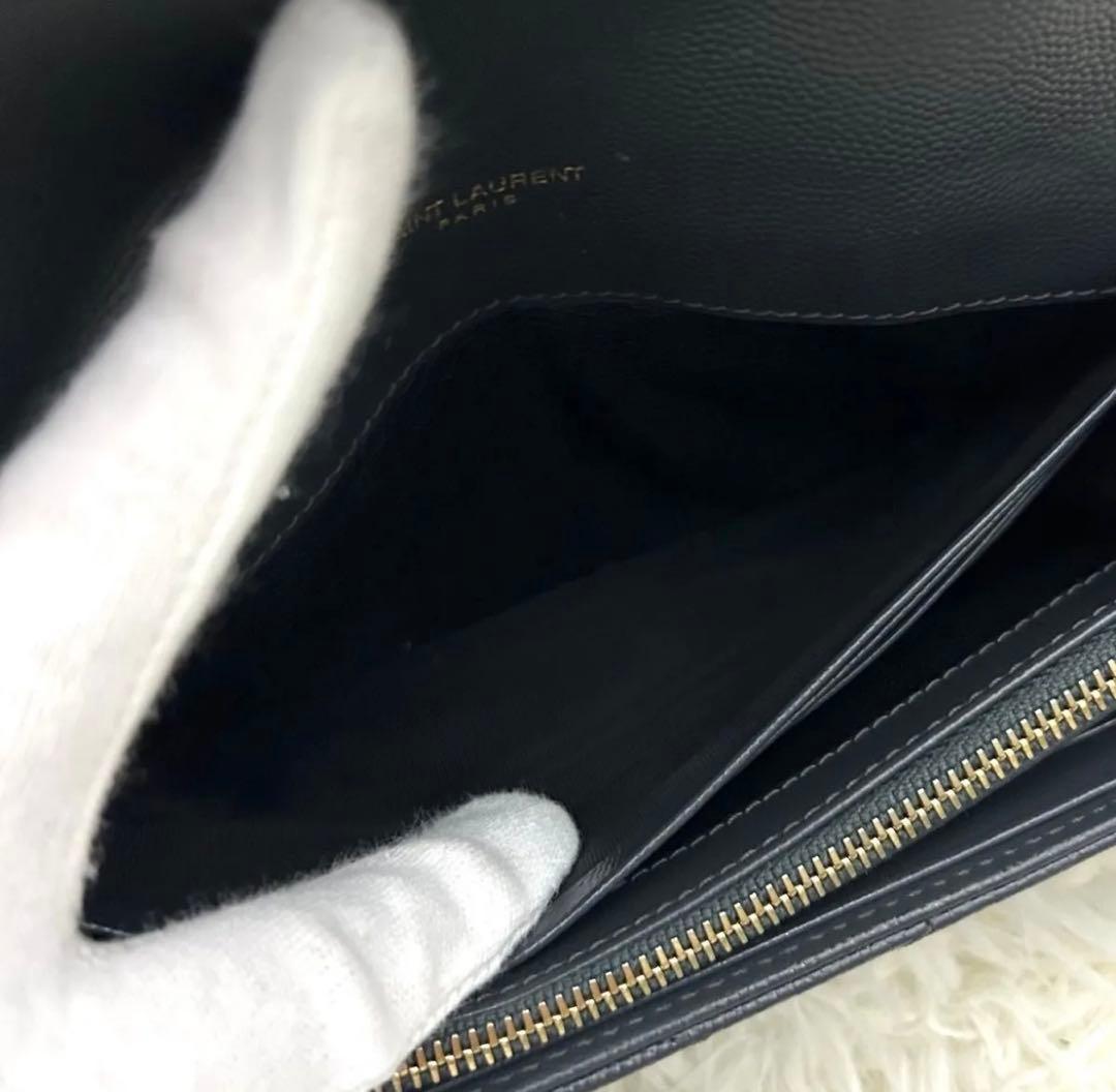 ［極美品］SAINT LAURENT YSL カサンドラ 長財布 グレー