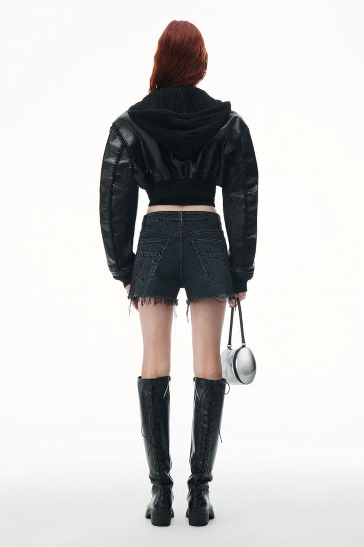 【アレキサンダーワン】bite ハイライズデニムショーツ　エンボスロゴ 26