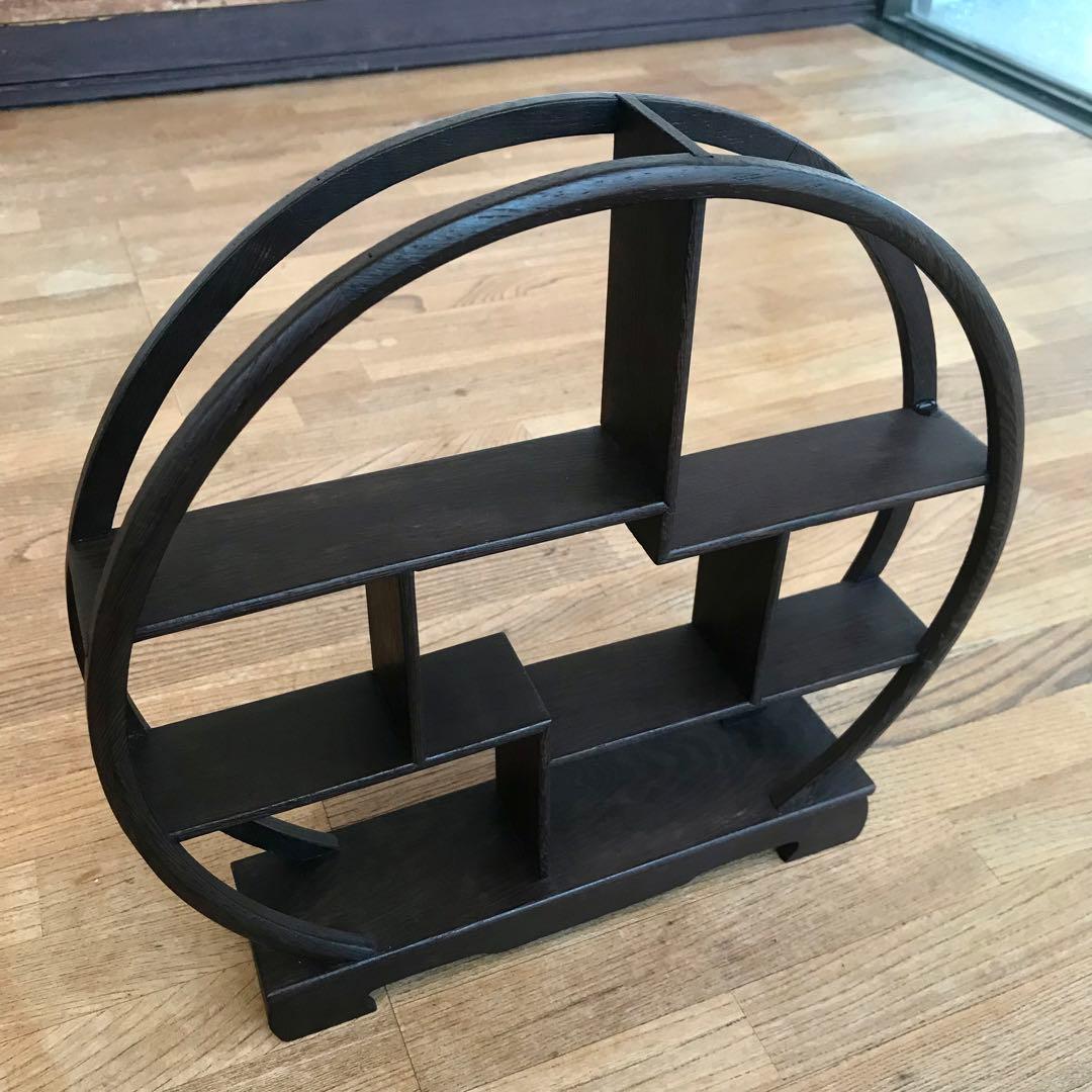 アンティークな飾り棚3点セット、茶器、お猪口、ぐい呑、一輪挿