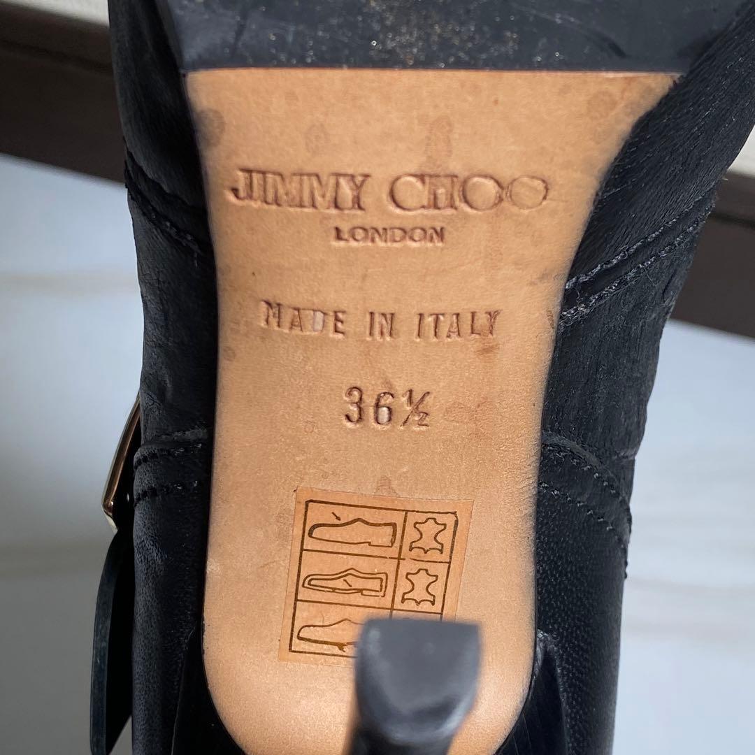 極美品♡ジミーチュウ レザーバイカーブーツ GALEN　ピンヒール シワ革加工