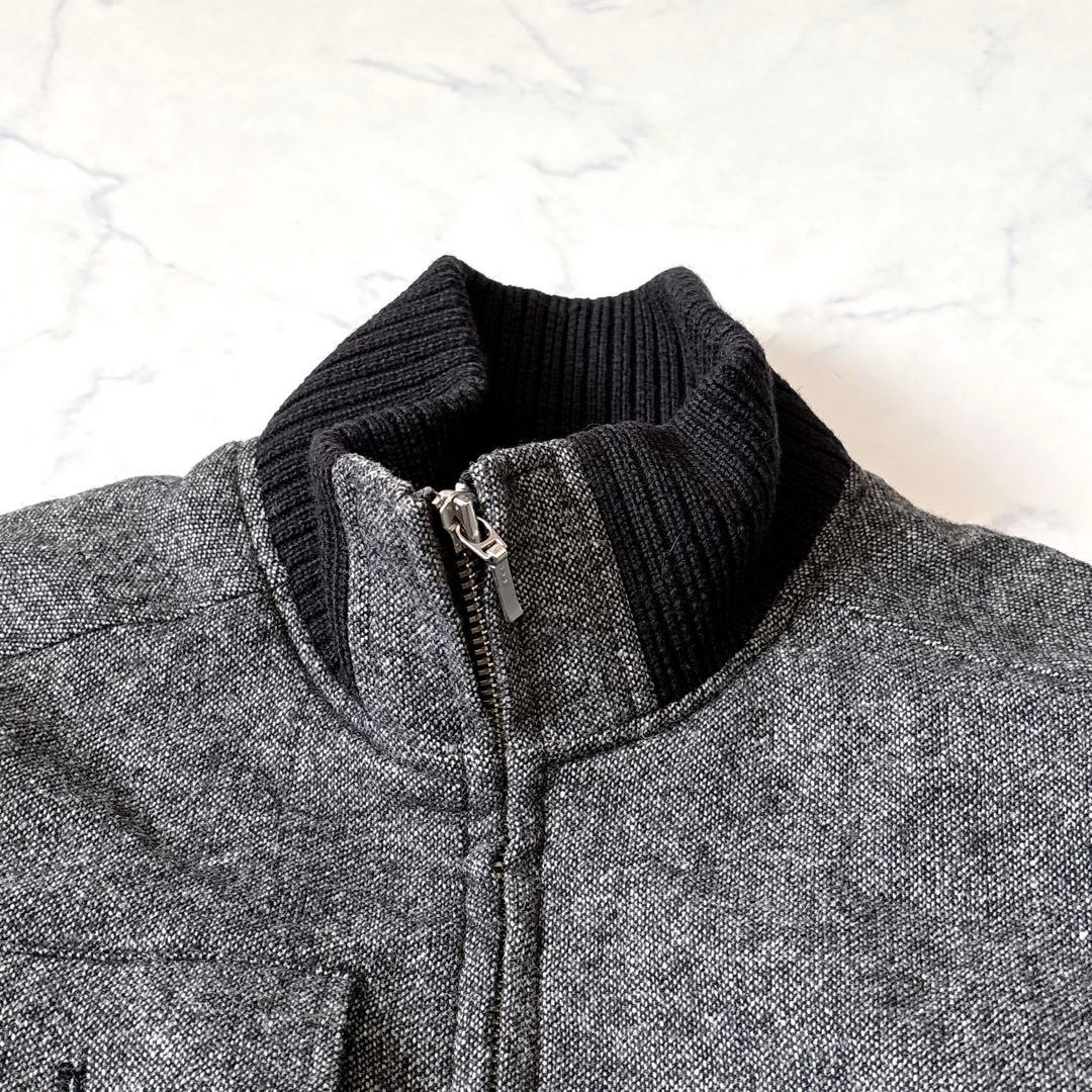 【FRED PERRY】ウールキルティングジャケット　刺繍ロゴ　ハイネック　L