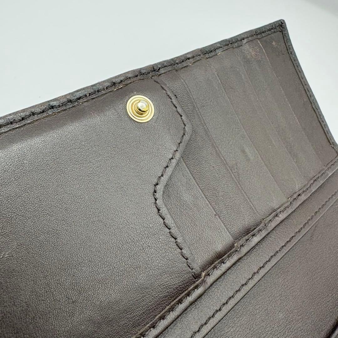 GUCCI グッチ GG 長財布 シマ ブラウン レザー 本革 外箱付