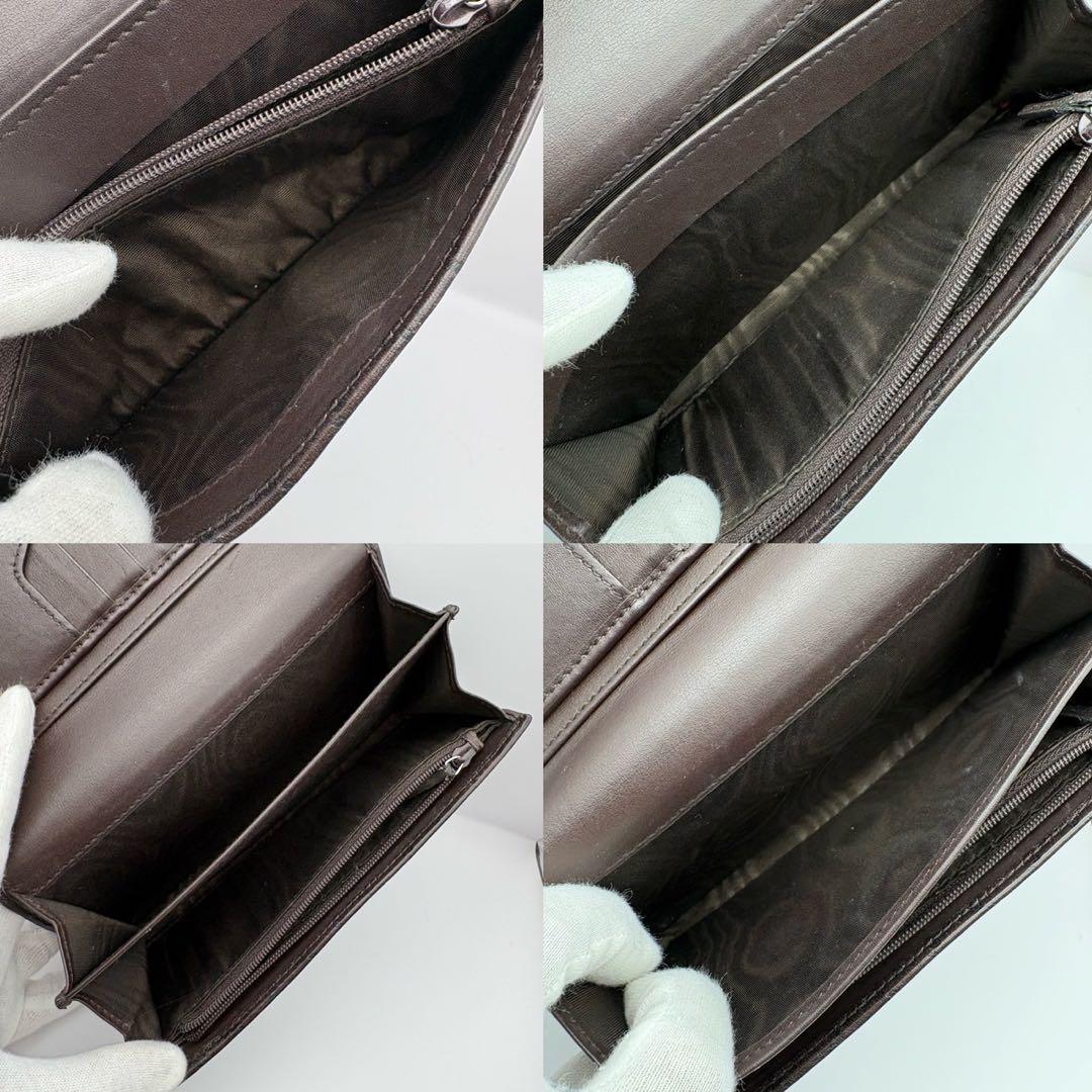 GUCCI グッチ GG 長財布 シマ ブラウン レザー 本革 外箱付