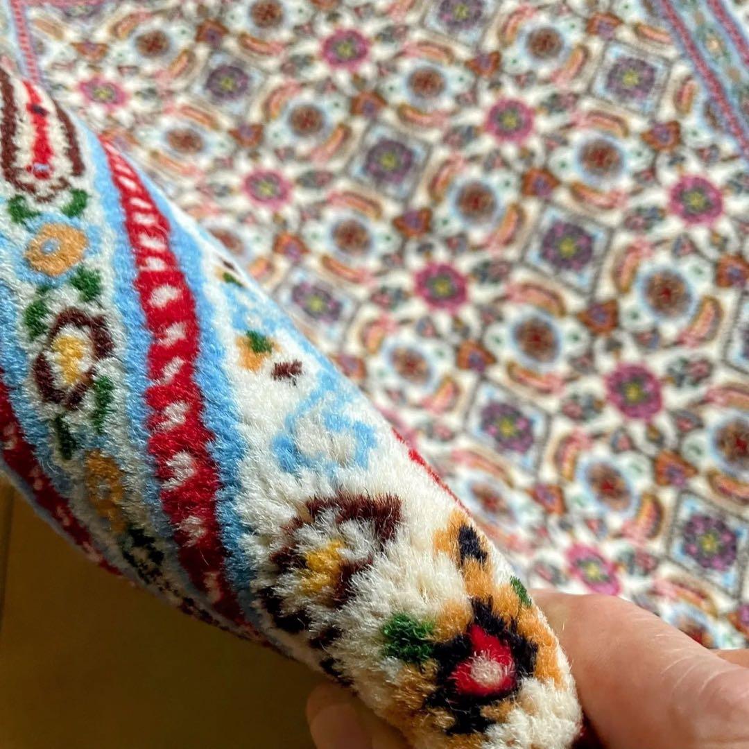 ペルシャ絨毯 玄関マット 本物 ムード産 手織り絨毯 ペルシャラグ57/88cm