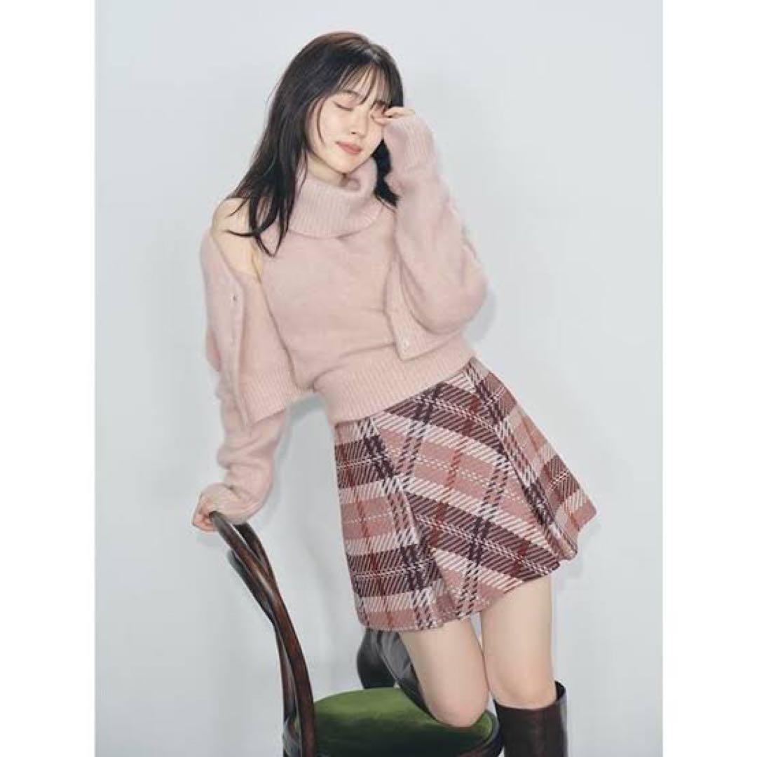 snidel ピンク ロービングチェックミニスカート