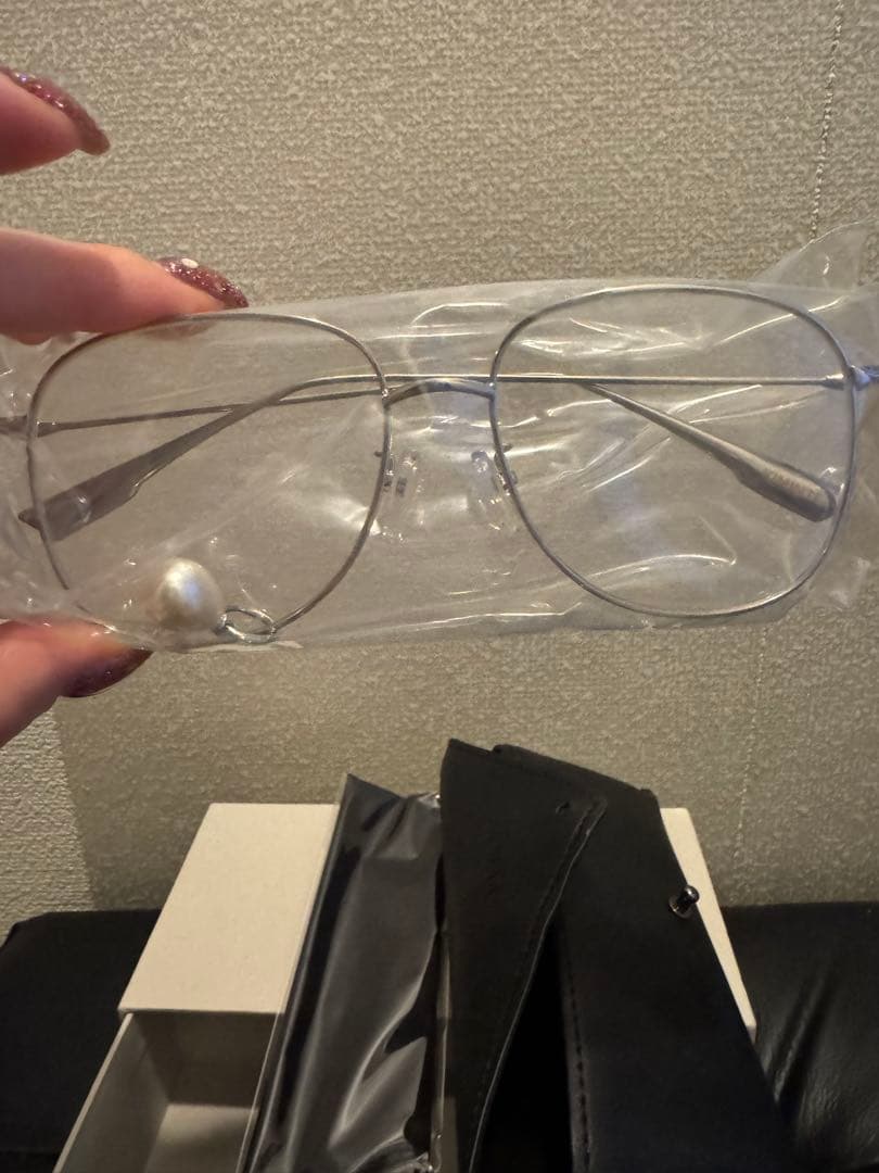 キムへキム KIMHEKIM シルバー メガネ パール付き ドロップ