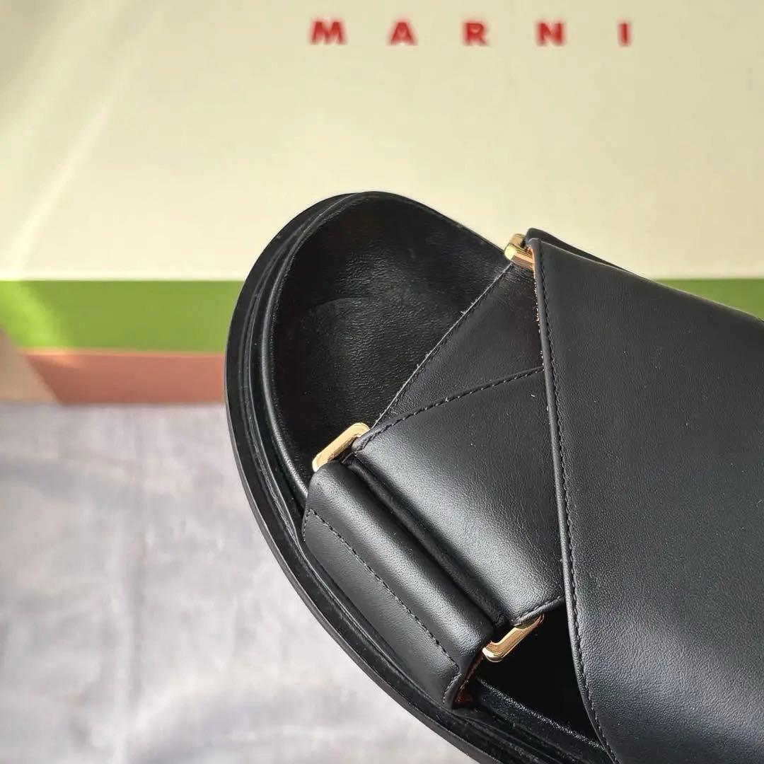 MARNI マルニ クリスクロス スフベット レザーサンダル ブラック 36
