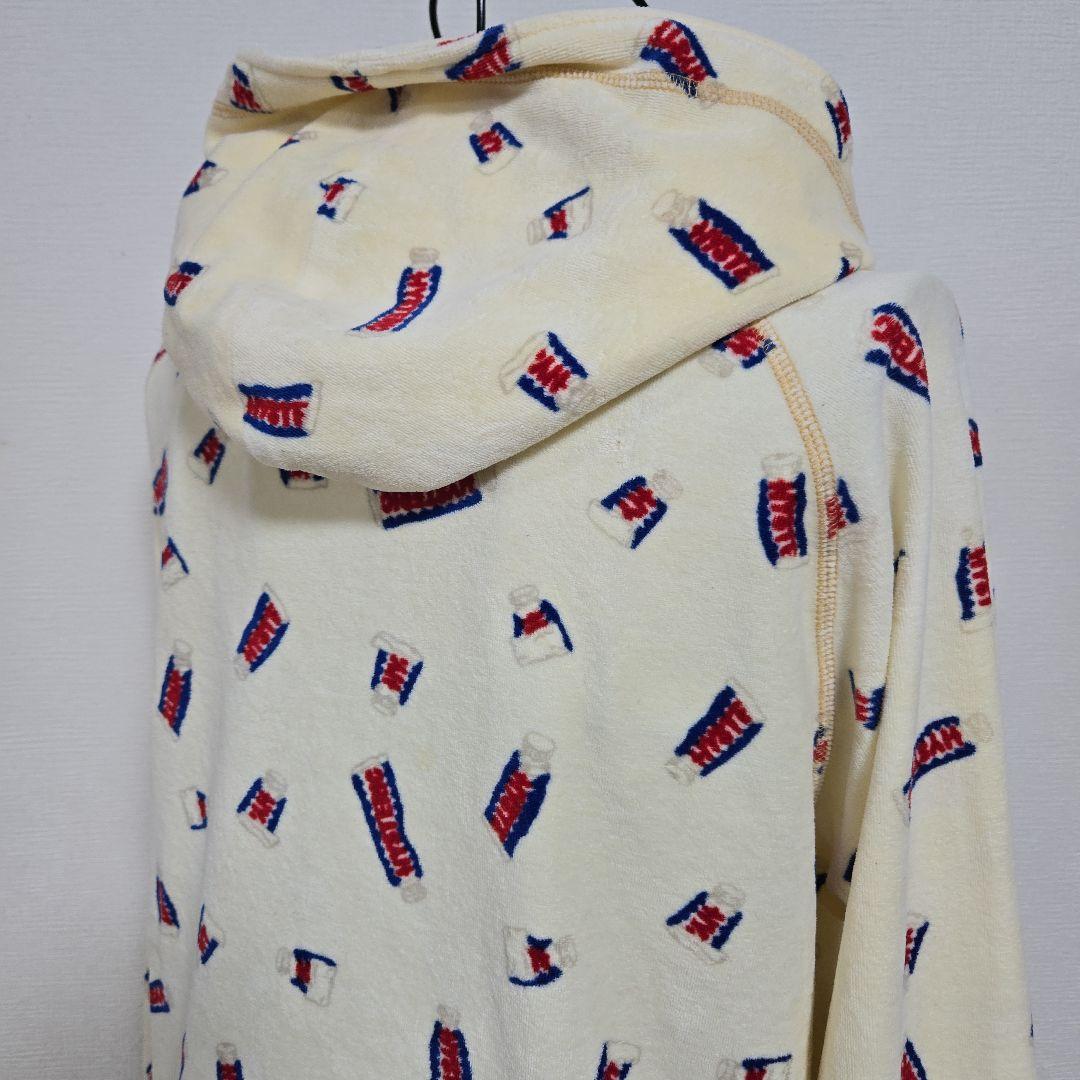 90s ヒステリックグラマー 総柄 ロゴ パーカー タオル生地 イエロー