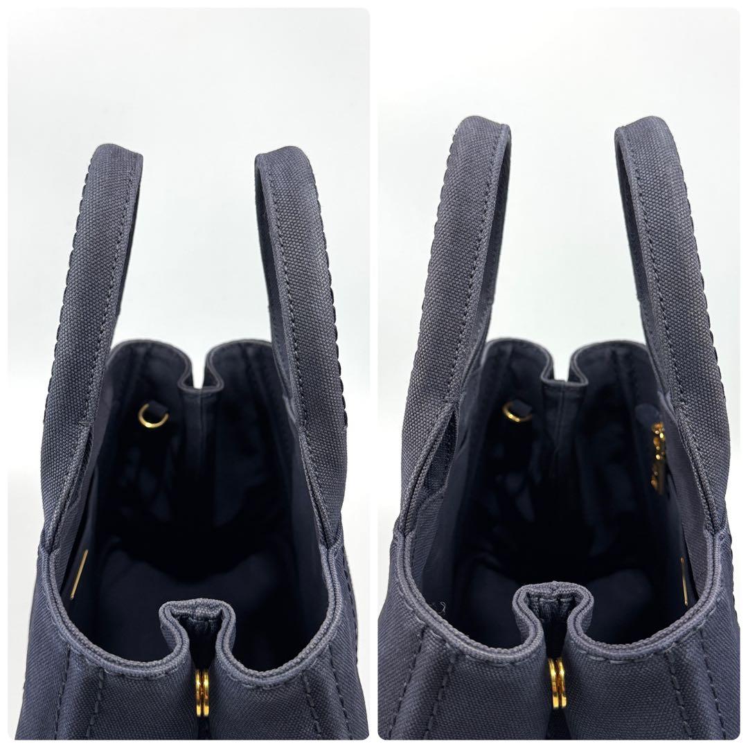 美品✨ PRADA プラダ カナパ S ネイビー ハンドバッグ キャンバス