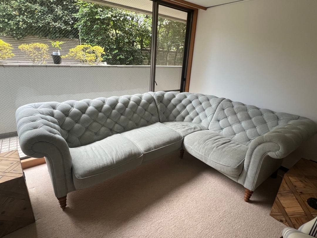 コ*イ様 フレンチグレー ボタンタッセル コーナーソファ