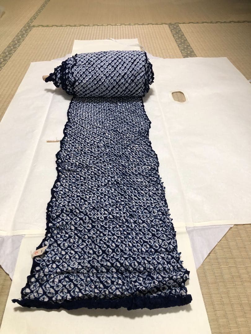新品未使用タグ付 夏着物 反物 有松絞り 藍染