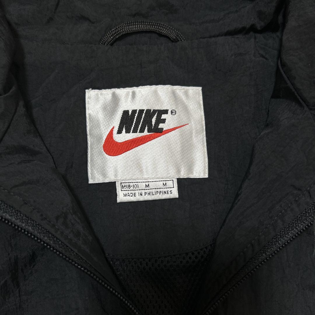 90s NIKE ナイキ ナイロンジャケット トラックジャケット 黒 M 銀タグ