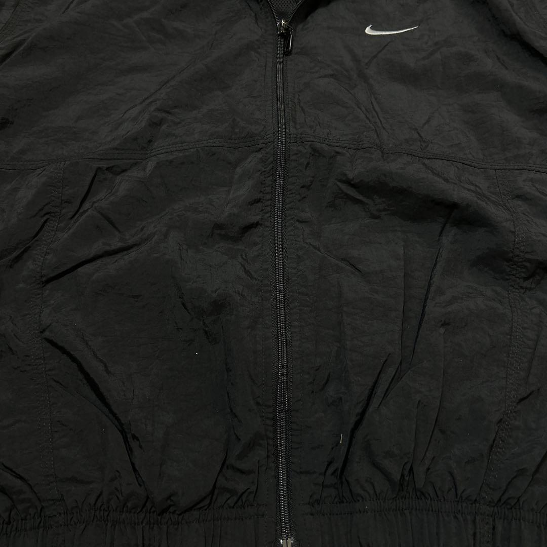 90s NIKE ナイキ ナイロンジャケット トラックジャケット 黒 M 銀タグ