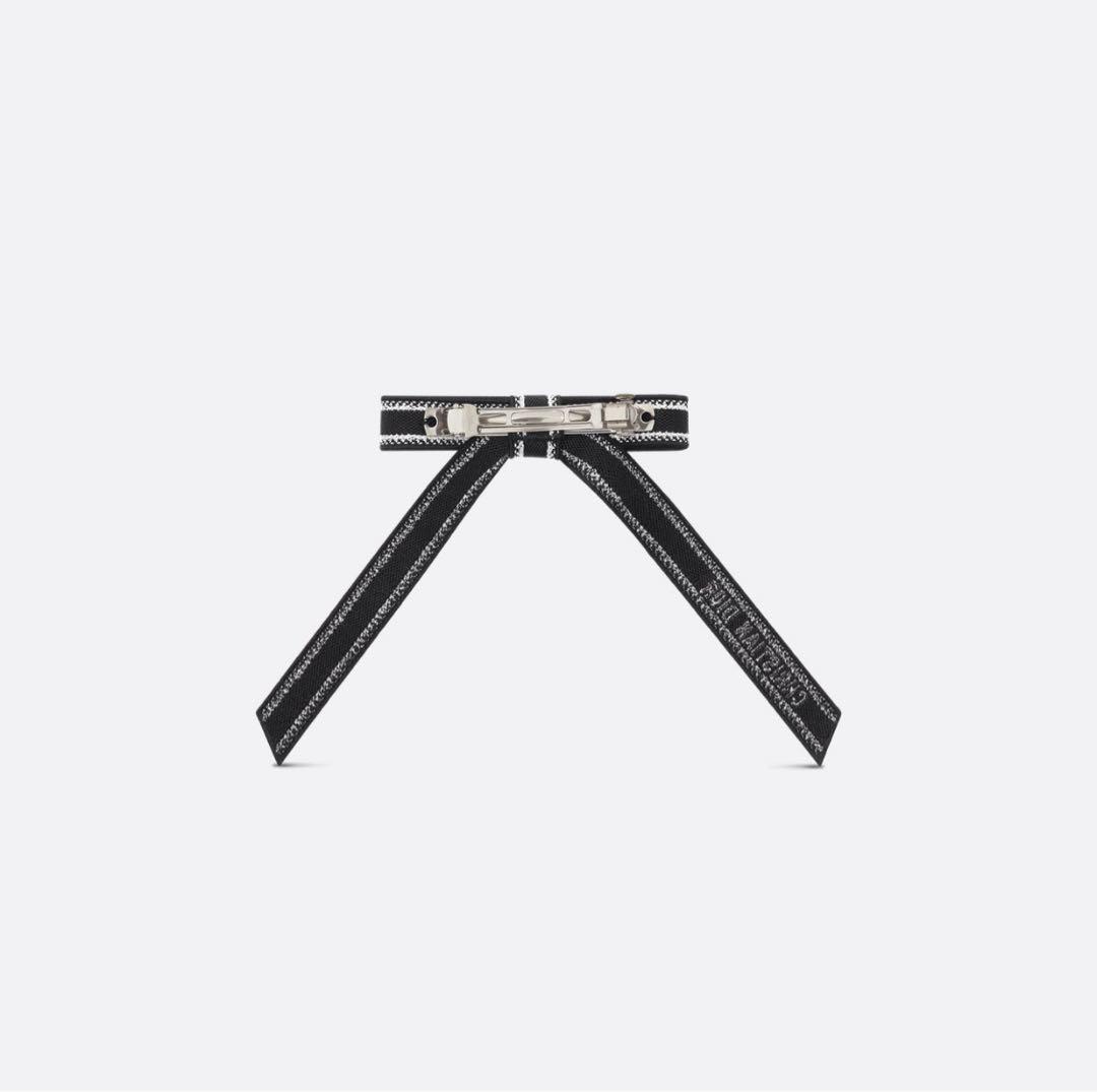 クリスチャンディオール Dior リボンバレッタ 黒 定価81,000円