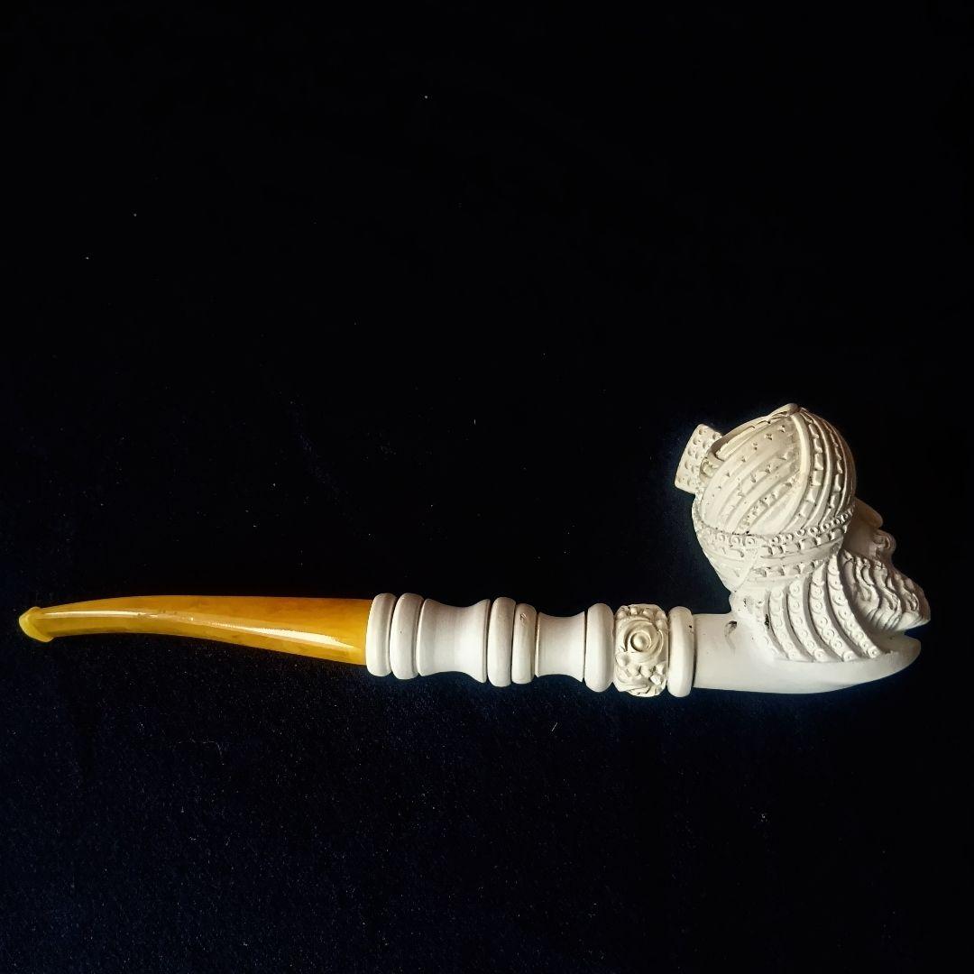 パイプの女王◆メシャムパイプ◆ヴィンテージ◆海泡石◆人面彫り◆ケース付き