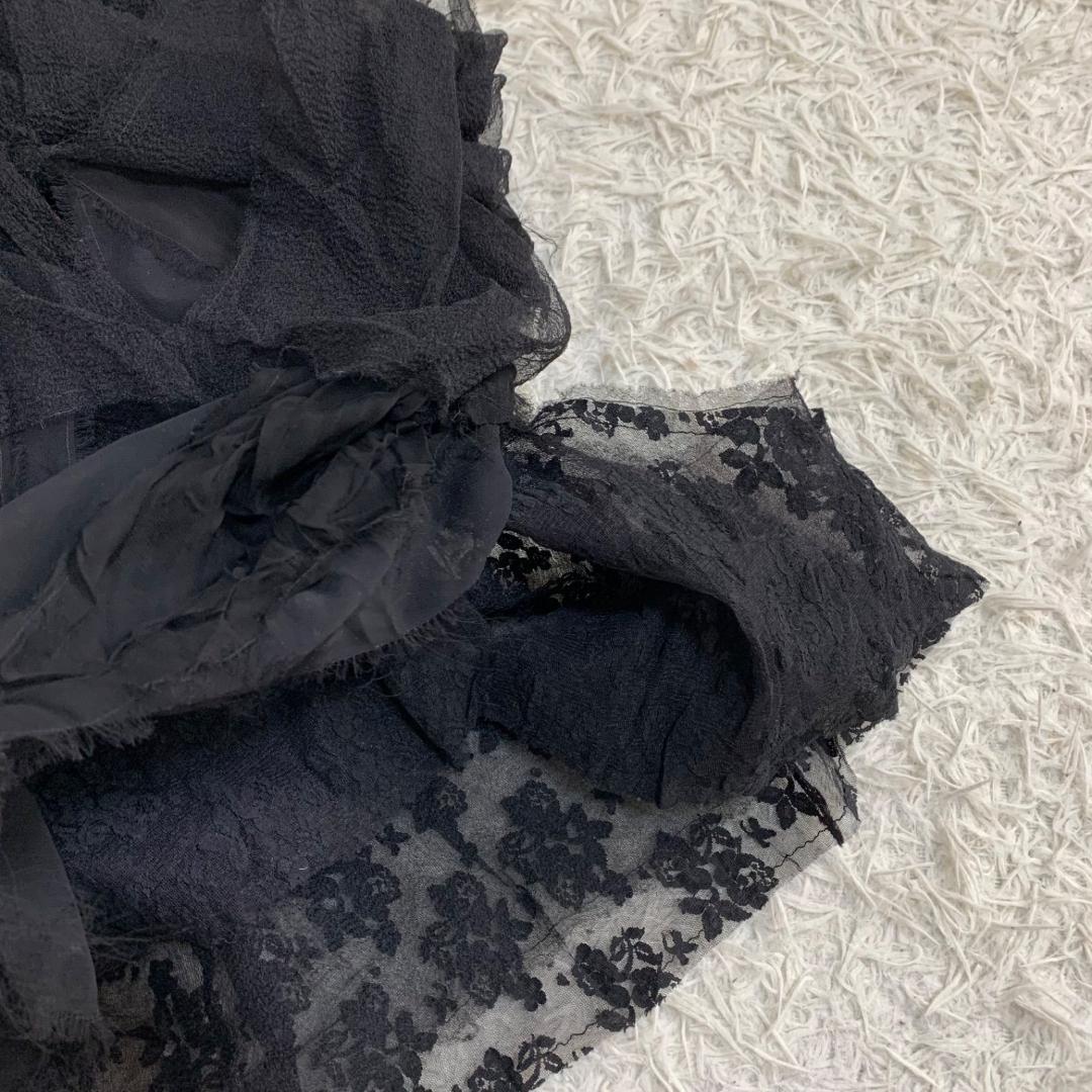 16494✨90s コムデギャルソン フリル 花レース ブラウス チュニック 黒